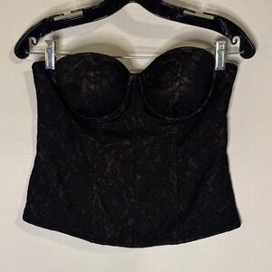 Guess Black Bustier Size Medium Lace Strapless